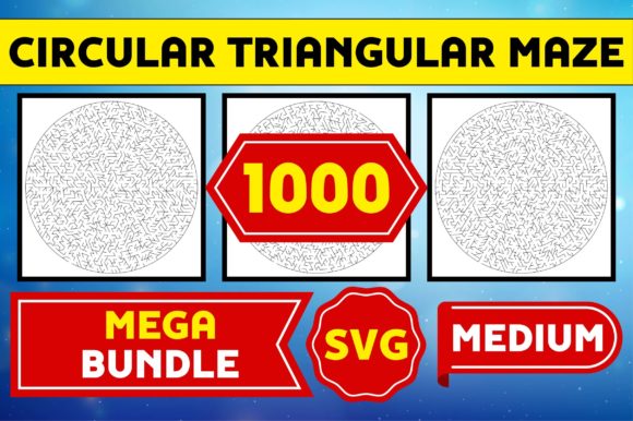 1000 Circular Triangular Maze Medium SVG: Graphics for Kdp Interiors