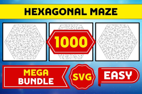 1000 Hexagonal Maze Easy SVG Bundle: Graphics for Kdp Interiors