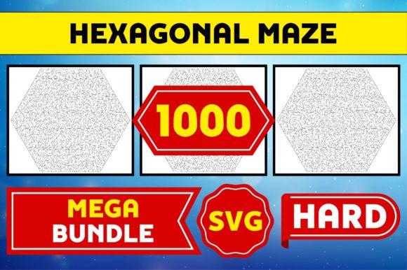 1000 Hexagonal Maze Hard SVG Bundle
