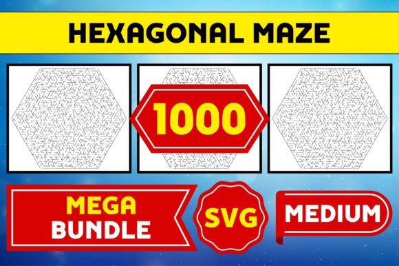 1000 Hexagonal Maze Medium SVG Bundle: Graphics for Kdp Interiors