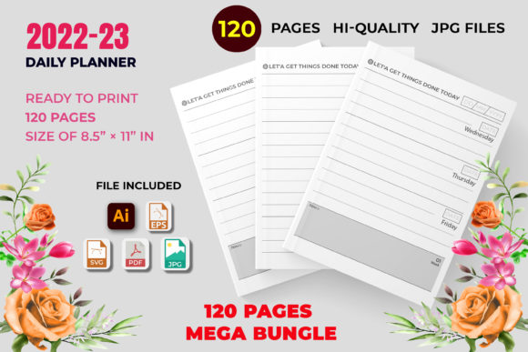120 Daily Planners: Graphics for Kdp Interiors