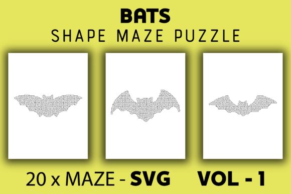 20 Bat Shape Maze Puzzle SVG Vol - 1