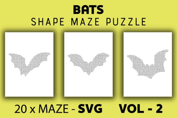 20 Bat Shape Maze Puzzle SVG Vol - 2