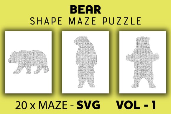 20 Bear Shape Maze Puzzle SVG Vol - 1