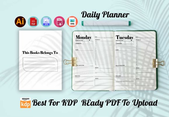 4 Daily, Weekly, Monthly, Days Planner Graphics for KDP Interiors