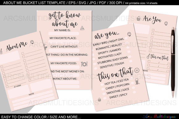 About Me Bucket List Template Graphics