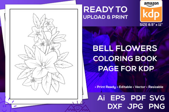 Bellflower Coloring Page Book for Kdp: Graphics for Kdp Interiors