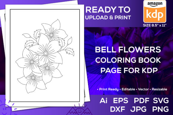 Bellflowers Coloring Page Book for Kdp: Graphics for Kdp Interiors