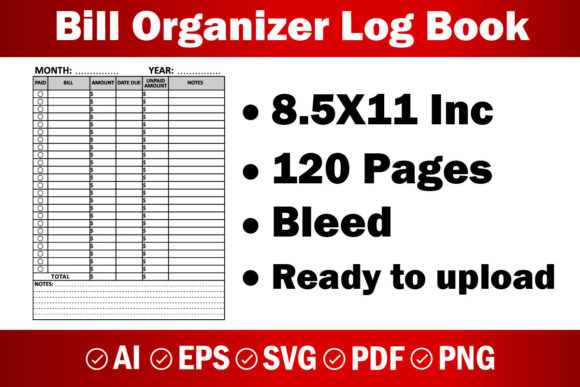 Bill Organizer Log Book Graphics for KDP Interiors