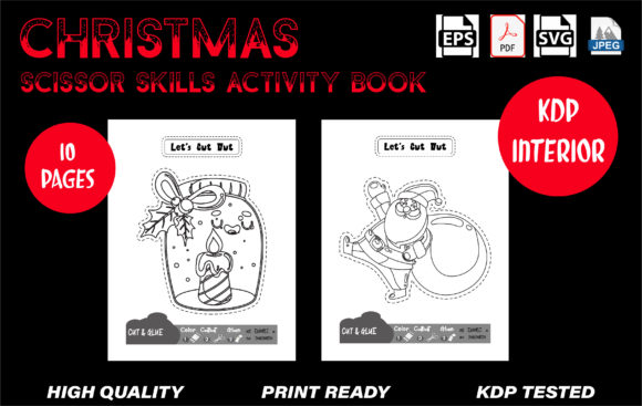 Christmas Scissor Skills Book Graphics for Kdp Interiors