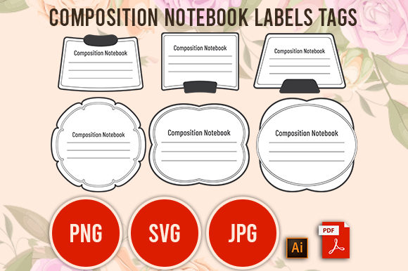 Composition Notebook Labels Tags for Kdp Interiors Graphics