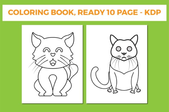 Cute Cat Coloring Book Graphics for KDP Interiors