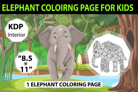 Elephant Coloring Pages for Kids: Graphics & Kdp Interiors
