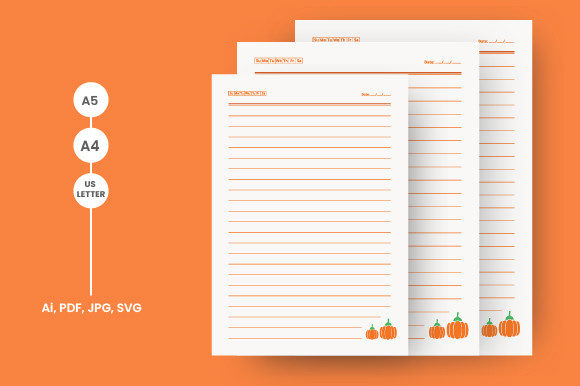 Fall Notebook Page Line Interior Planner Graphics