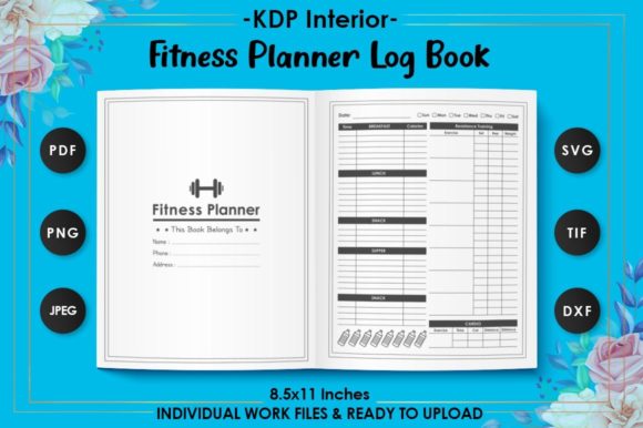 Fitness Planner Log Book Graphics for Kdp Interiors