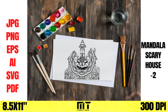 Halloween Scary House Mandala Coloring 2