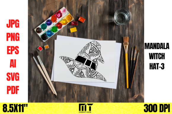 Halloween Witch Hat Mandala Coloring 3: Graphics for Kdp Interiors