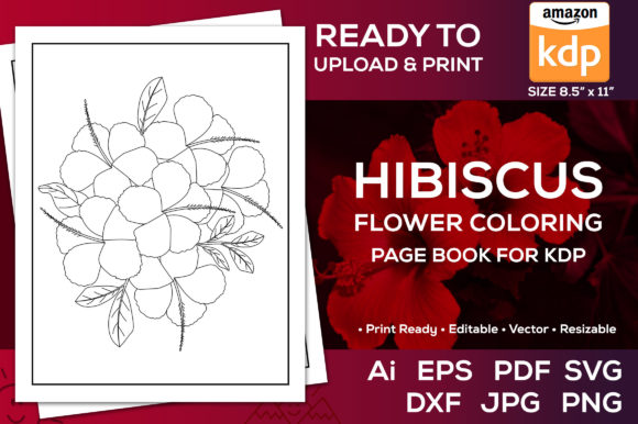 Hibiscus Flowers Coloring Page Kdp Book
