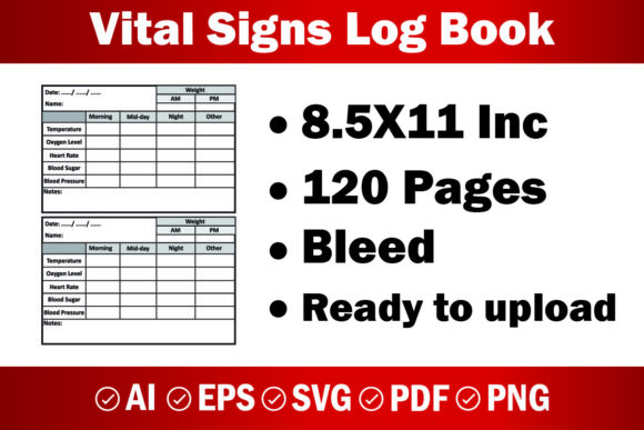 Vital Signs Log Book Graphics for Kdp Interiors